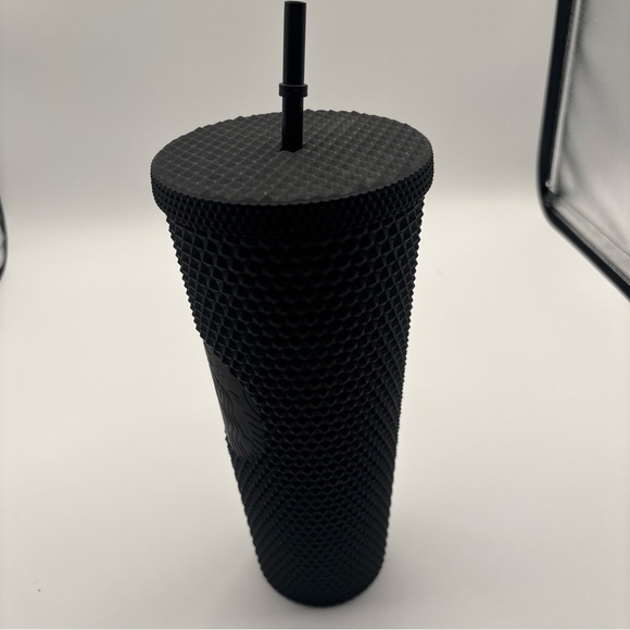STARBUCKS BLACK MATTE STUDDED TUMBLER WITH STRAW 24 Oz LNC 2019-2021 - Picture 7 of 11